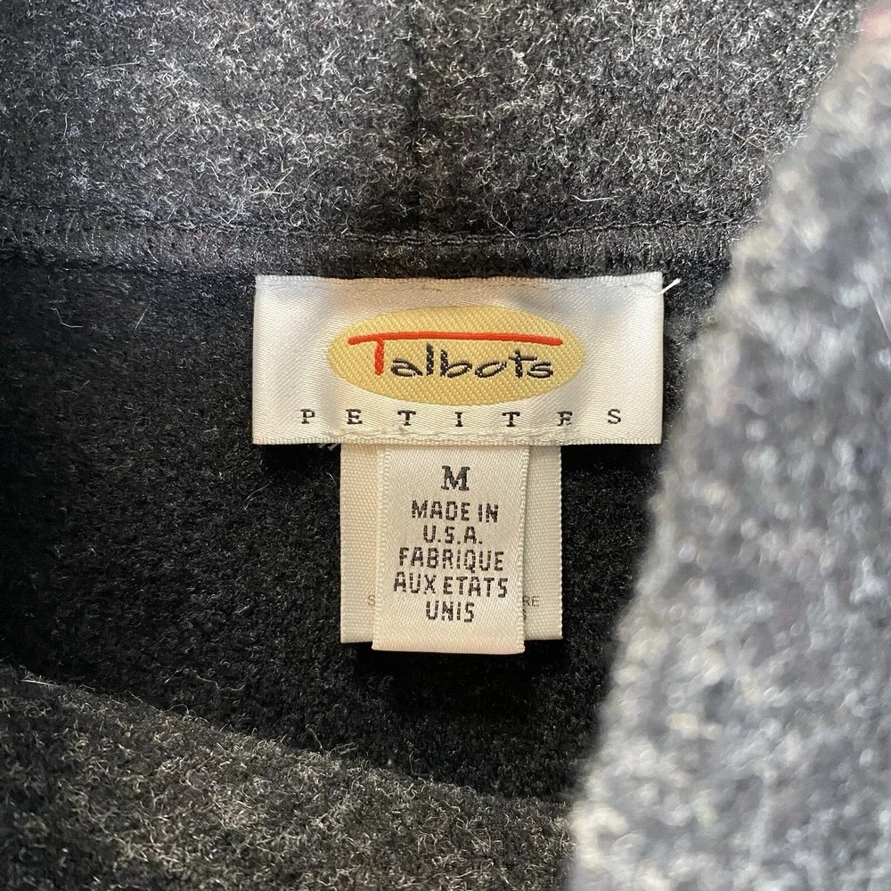 VTG Talbots Petites Womens M Sweater SNOWFLAKE Winter Gray Multicolor